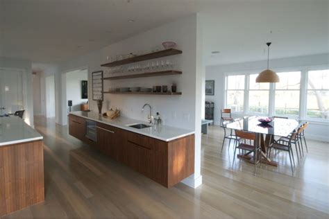 Modern walnut kitchen cabinets | modern kitchen design outfit your kitchen with modern and contemporary finishes combined with the best casework, glides and hinges on the market for a custom quality cabinet. White Oak Floors. Walnut Cabinets. | Contemporary kitchen ...