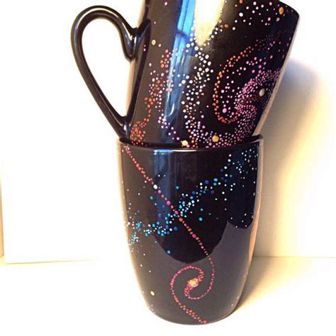 Deep Space Sun And Stars Galaxy Set Of Two Mugs Hand Painted Etsy