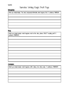 Narrative Writing Rough Draft Template by Class with Cassie | TpT