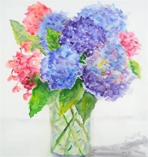 Watercolor Hydrangeas Floral Watercolor Paintings Hydrangea Painting