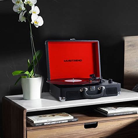 Musitrend Bluetooth Turntable Portable Suitcase Vinyl Records Player