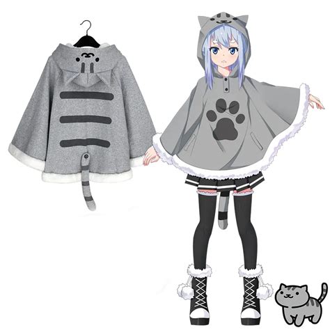 Harajuku Neko Atsume Cosplay Cloak Winter Cute Cat Hoodies Coat Daily