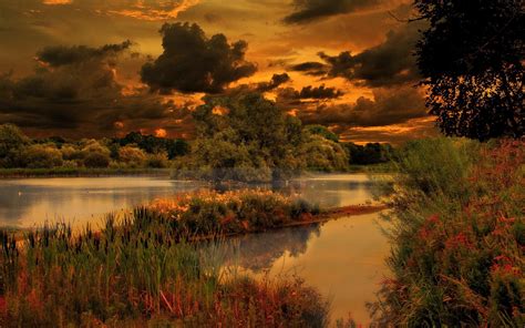 Landscape Nature River Sunset Wallpapers Hd Desktop And Mobile