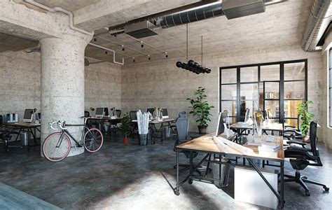Interior Commercial Design Space With Concrete Floor 