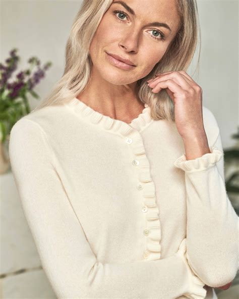 Soft White Cashmere Ruffle Edge Cardigan Pure Collection