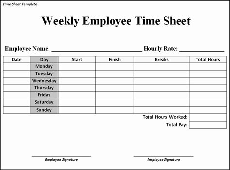 Printable Bi Weekly Time Sheets