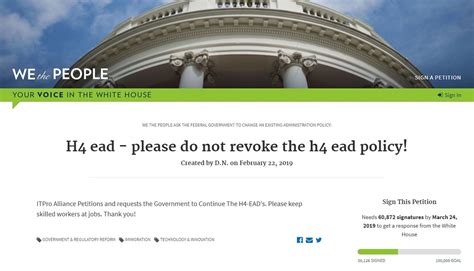A Petition Launched On The White House Website To Save H4 Ead The