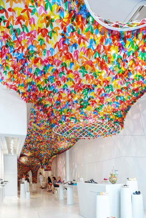 Softlab Installs Colourful Funneled Canopy In Melissa Shoe Shop