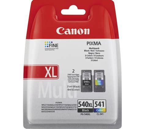 Canon Pg 540 Xl And Cl 541 Black And Tri Colour Ink Cartridges Twin Pack
