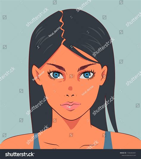 Young Cool Woman Blue Eyes Dark Stock Vector Royalty Free 1184283301