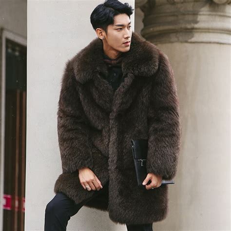 Real Fox Fur Coats For Men Luxury Natural Fox Fur Thick Warm Jacket