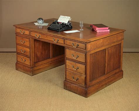 Early 20th C Oak Pedestal Desk C 1920 Antiques Atlas