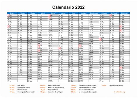 Calendario 2022 Calendario De España Del 2022