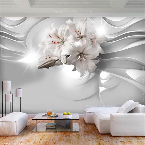 Schicke ideen für tapeten im wohnzimmer. VLIES FOTOTAPETE Blumen Lilie grau Abstrakt Diamant TAPETE ...