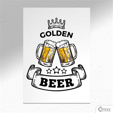 Placa Decorativa Golden Beer A4 30x20cm Mdf 3mm 4x0 Adesivo Fosco Corte