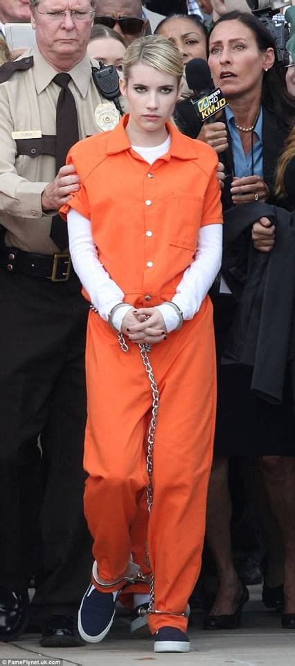 Pin By Peaches On Emma Roberts Prison Jumpsuit Prison Outfit Scream Queens
