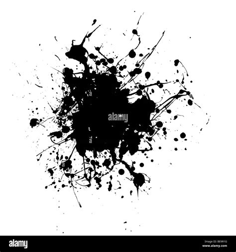 Black Ink Splat Abstract White Background With Copyspace Stock Photo