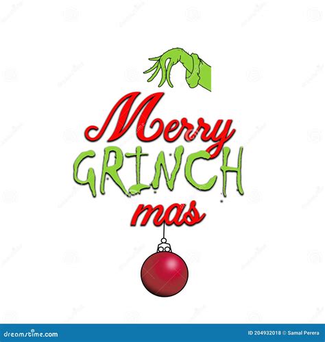 Merry Grinche Mas Calligraphy Phrase For Christmas Stock