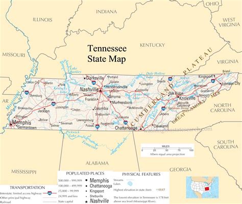♥ Tennessee State Map A Large Detailed Map Of Tennessee State Usa