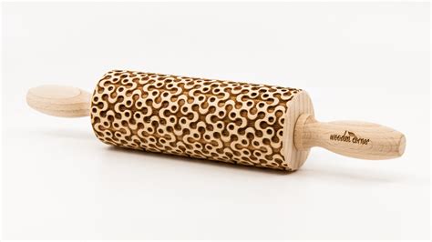 No R142 Geometric 4 Embossing Rolling Pin Engraved Rolling Pin