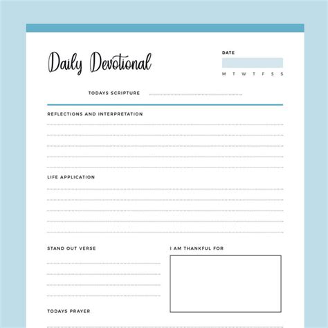Printable Daily Devotional Instant Download Pdf A4 And Us Letter