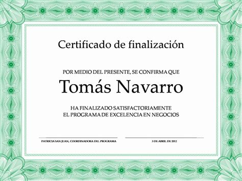 Certificado De Participación Verde