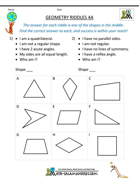 4th Grade Geometry Riddles 4a 1000×1294 Geometry Worksheets