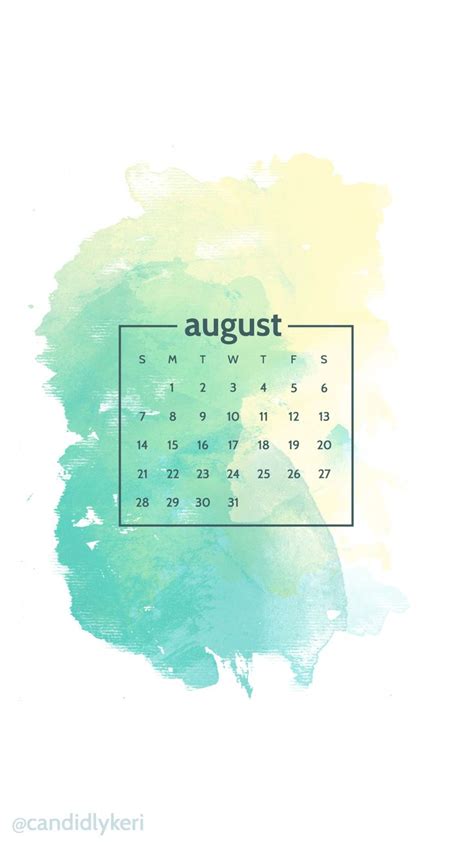 Yellow Green Blue Watercolor Background August Calendar 2016 Wallpaper
