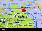 Detmold map. Close up of Detmold map with red pin. Map with red pin ...