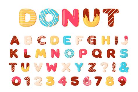 Donuts Alphabet Sweet Doughnut Font Letters And Numbers Wit 1260585
