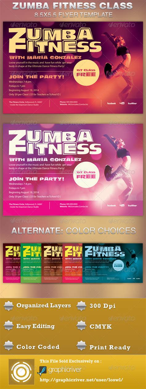Zumba Fitness Class Flyer Template By Loswl Graphicriver