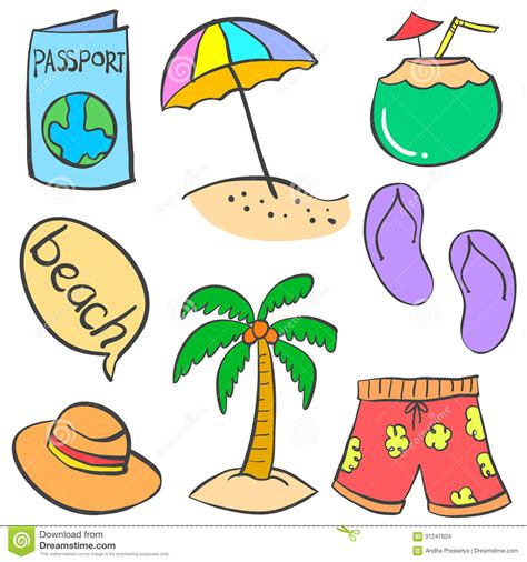 Object Summer Holiday Doodle Styles Stock Vector Illustration Of Sign