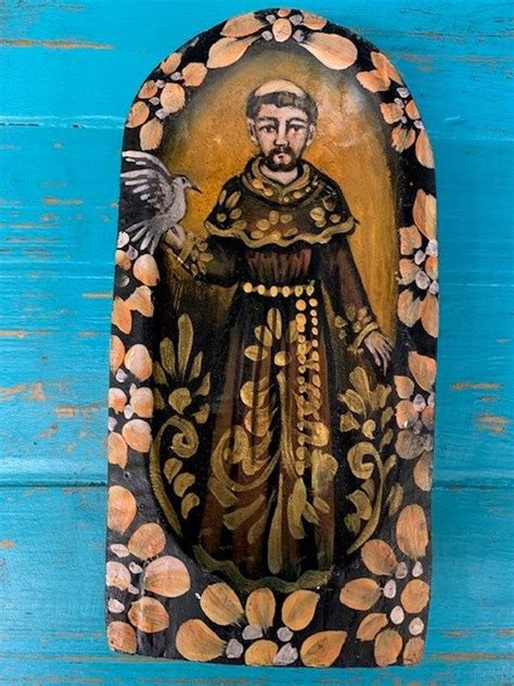 Hand Carvedpainted Retablo Of St Francis Of Assis Patron Etsy