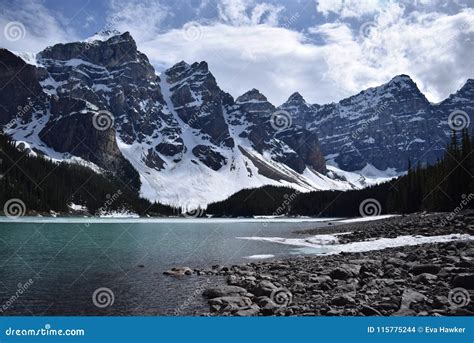 Lake Moraine In Late Spring Stock Photo Image Of Alpine June 115775244
