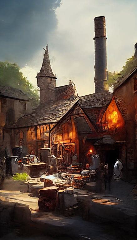 Prompthunt Beautiful Medieval Blacksmith Workshop On A Corner In A
