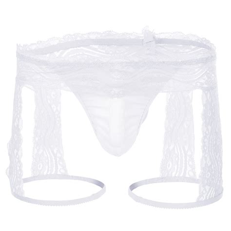 Buy Men S Sheer Lace Boxer Briefs Sissy Pouch Crossdress Panties See Through Garter Thong G