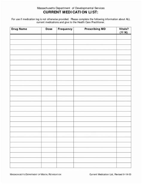 Blank Prescription Form Template Awesome Medication List Form Formulary