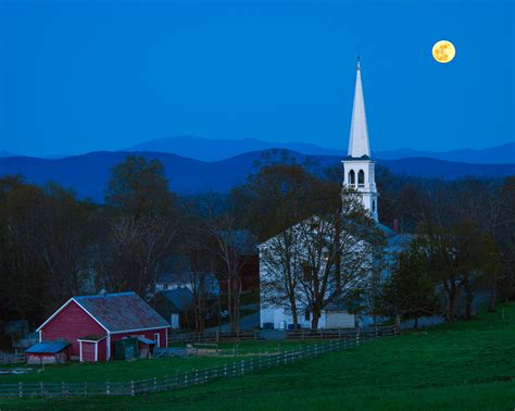 Moonrise Over Peacham New England