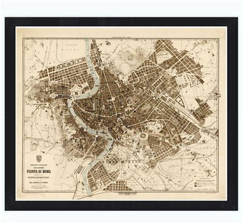 Old Map City Plan Of Rome Roma Italia 1892 Antique Vintage Italy Old