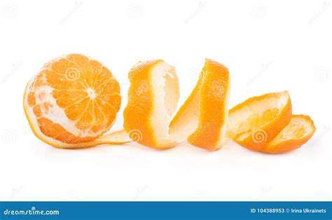 Orange Peeled Skin Isolated White Background Stock Image Image Of
