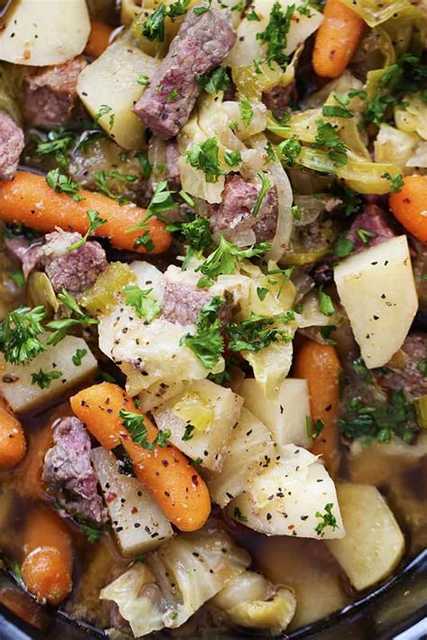 Sauté onions for about five minutes. Slow Cooker Corned Beef and Cabbage Stew | The Recipe Critic