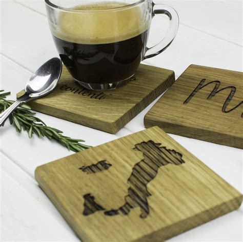 Personalised Set Of Four Wedding Coasters By Bespoke And Oak Co