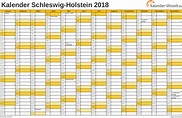 Schleswig-Holstein - Kalender 2018 mit Feiertagen Kalender August ...