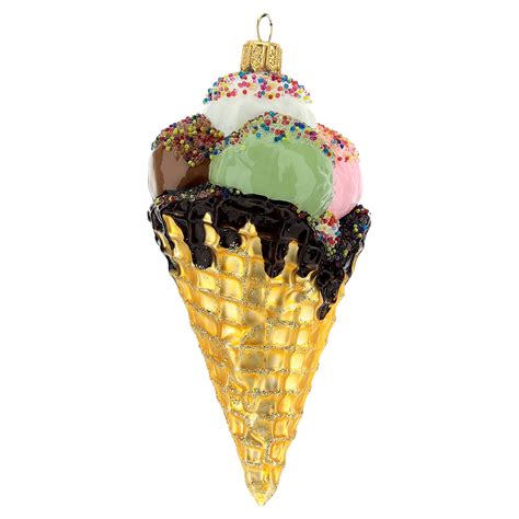 Blown Glass Christmas Ornament Ice Cream Cone Online Sales On