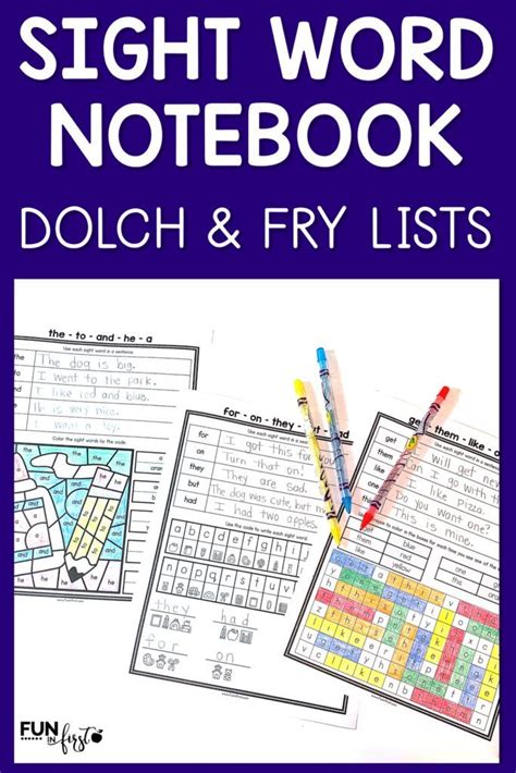 Sight Word Notebook 220 Dolch Words Or 300 Fry Words Sight Word