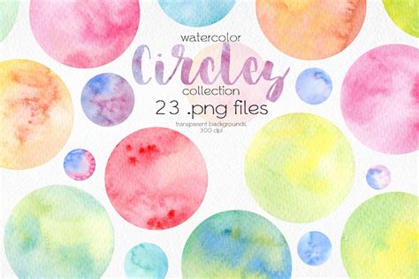 Watercolor Circles Clip Art Hand Painted Shapes Colorful Etsy