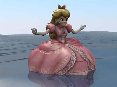 Princess Peachs Beautiful Gown Puffs Up Beautifully Like A Balloon In The Water Princess Peach