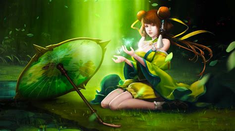 Girl Elf Digital Parasol Woman Fairy Art Beautful Fantasy