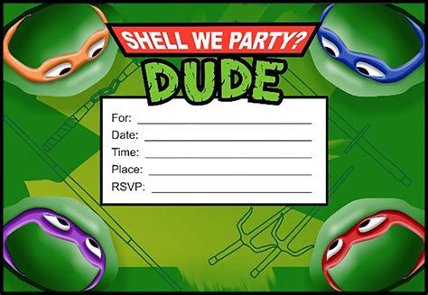 Ninja Turtle Party Invitation Card Ninja Turtles Birthday Party