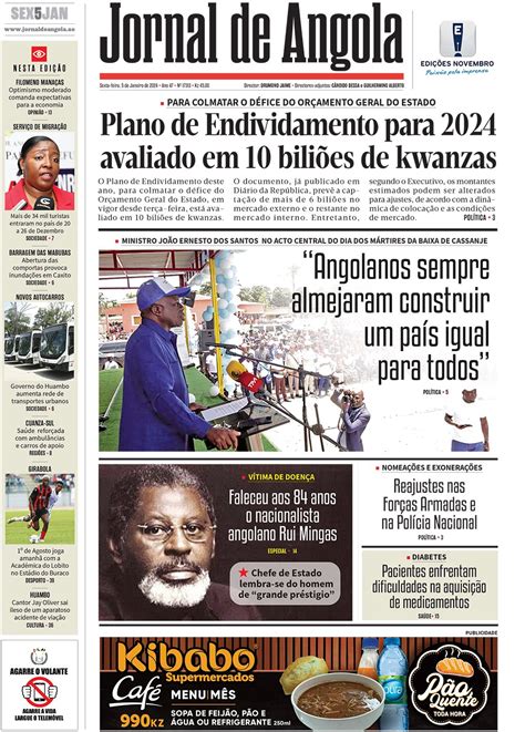 Jornal De Angola Sexta 05 De Janeiro De 2024